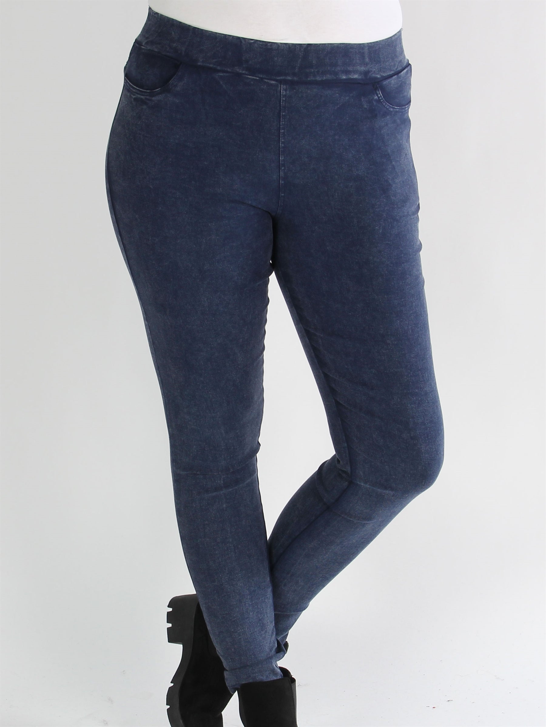 Silla - Svarta leggings i denimlook med elastisk midja